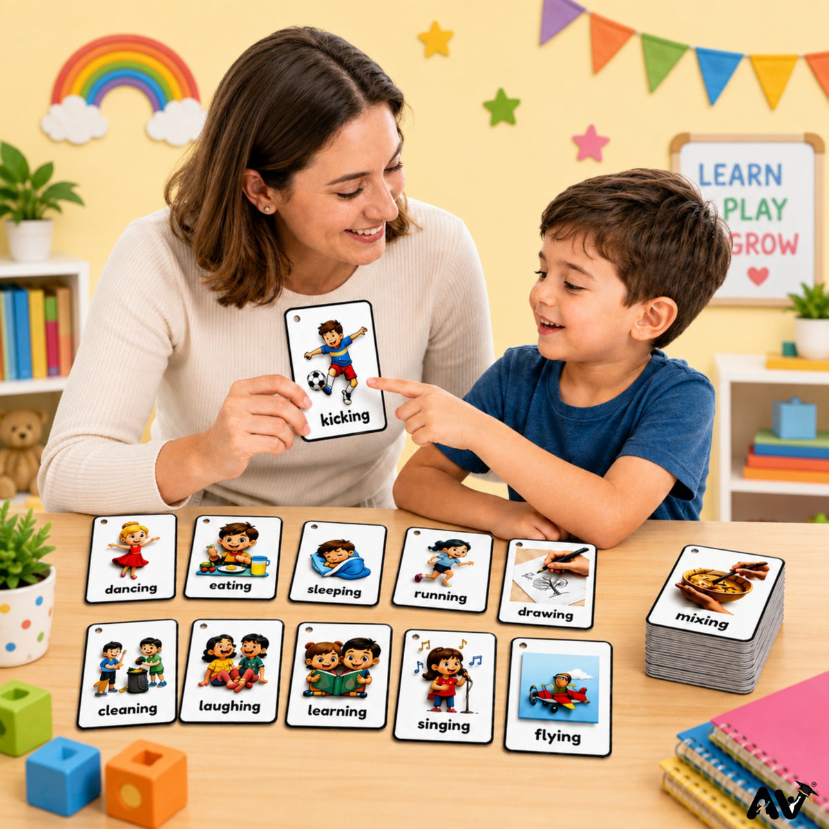 ENGLISH LANGUAGE FLASHCARDS-  50 Action Words