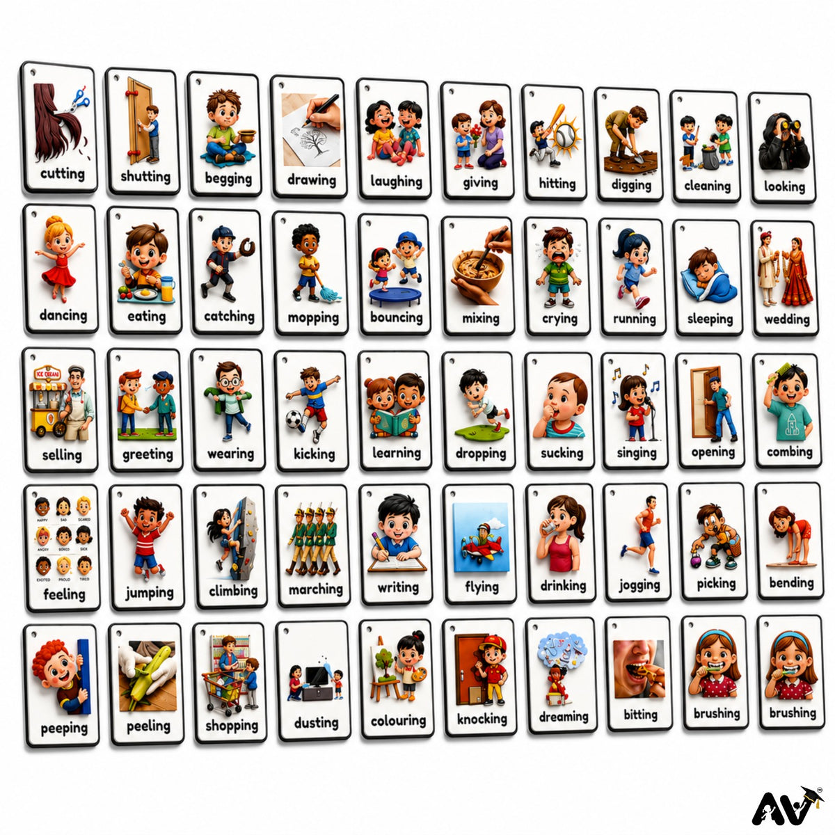 ENGLISH LANGUAGE FLASHCARDS-  50 Action Words