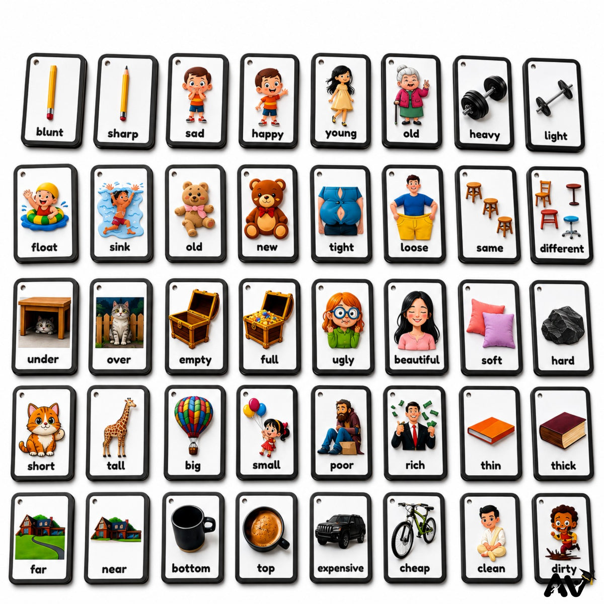 ENGLISH LANGUAGE FLASHCARDS-  25 Opposite Words
