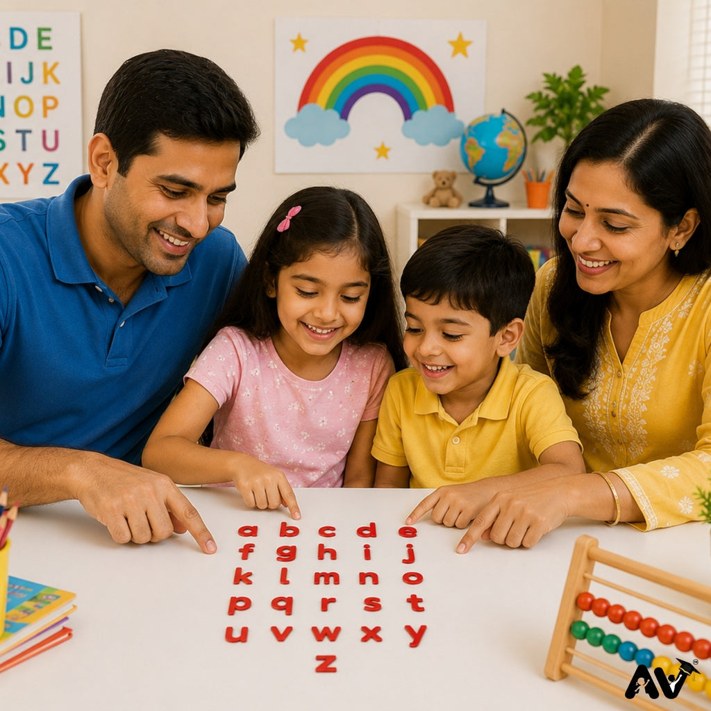 Wooden English Alphabet Lowercase Letters a-z Cutout Set of 26, Red