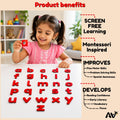 Wooden English Alphabet Lowercase Letters a-z Cutout Set of 26, Red