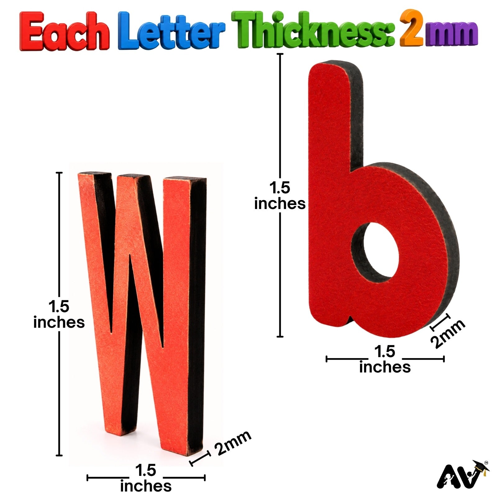 English Alphabet Upper-Lowercase (2 Sets) Letters & Vowels Cutout, Red