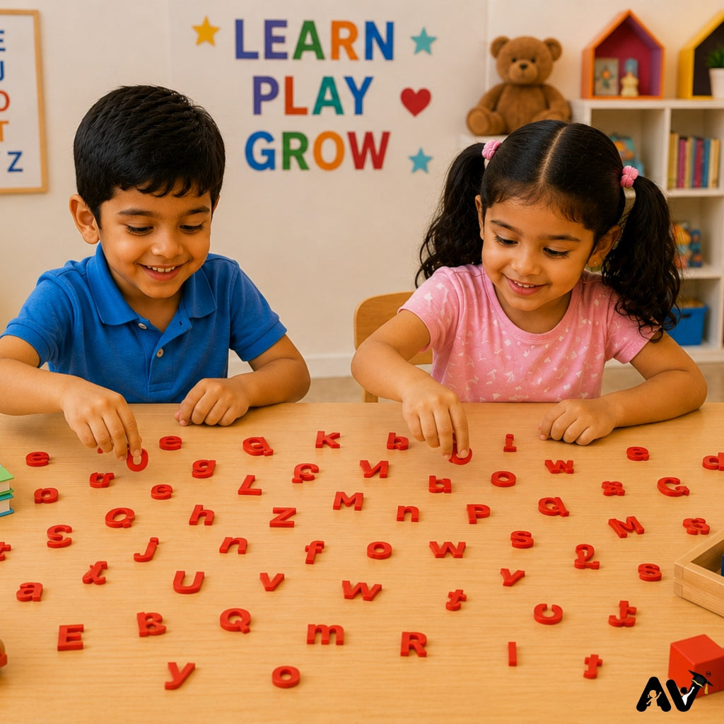 English Alphabet Upper-Lowercase (2 Sets) Letters & Vowels Cutout, Red