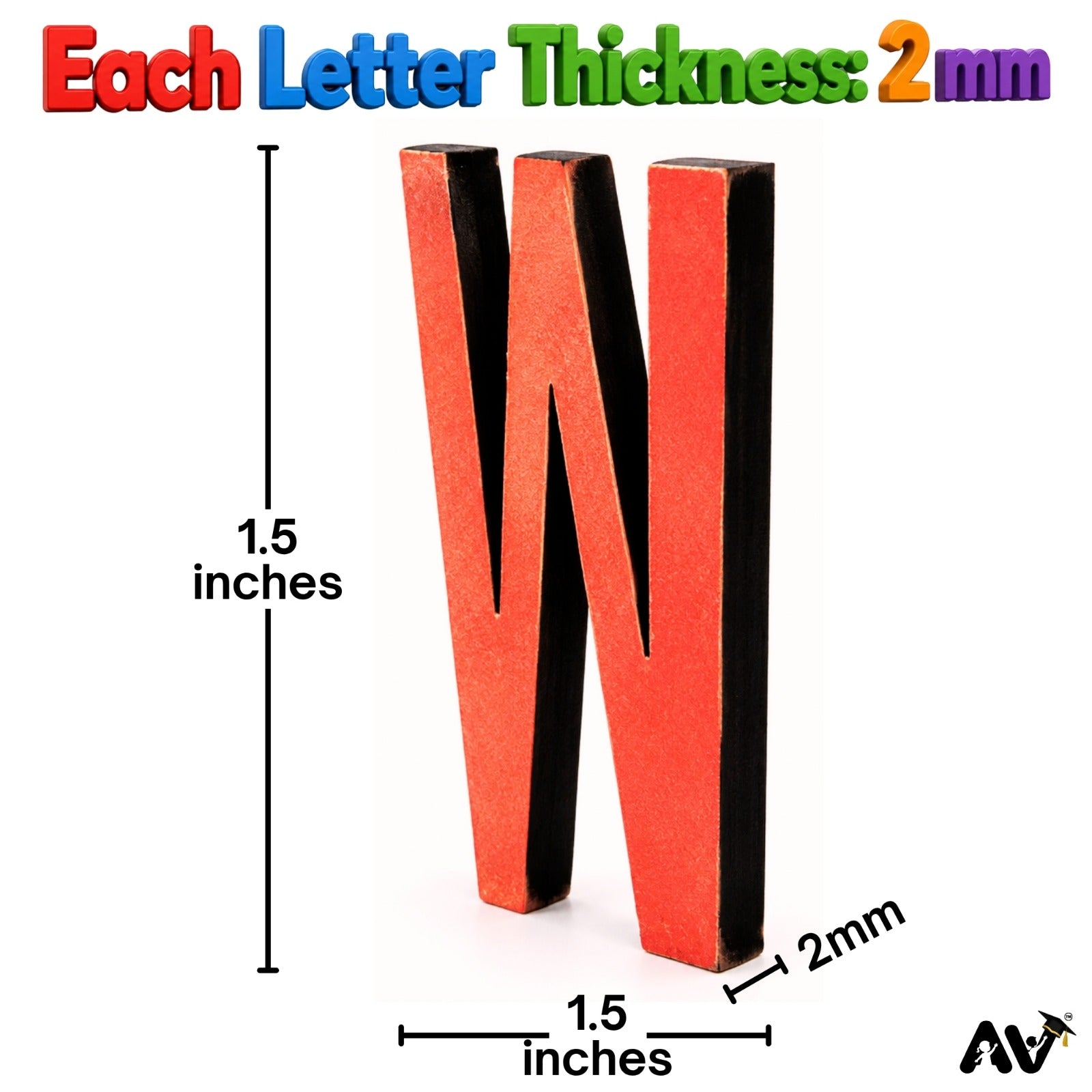 Wooden English Alphabet Uppercase Letters A-Z Cutout Set of 26, Red